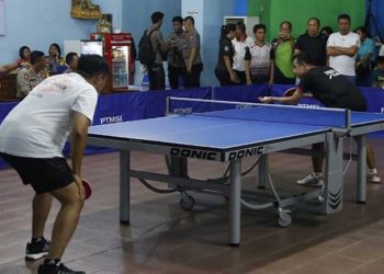 Kapolda Bali Gelar Pertandingan Eksebisi Tenis Meja