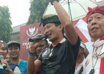 Kampanye Di Buleleng, Cawapres 02 Sandiaga Uno Orasi Saat Hujan Lebat
